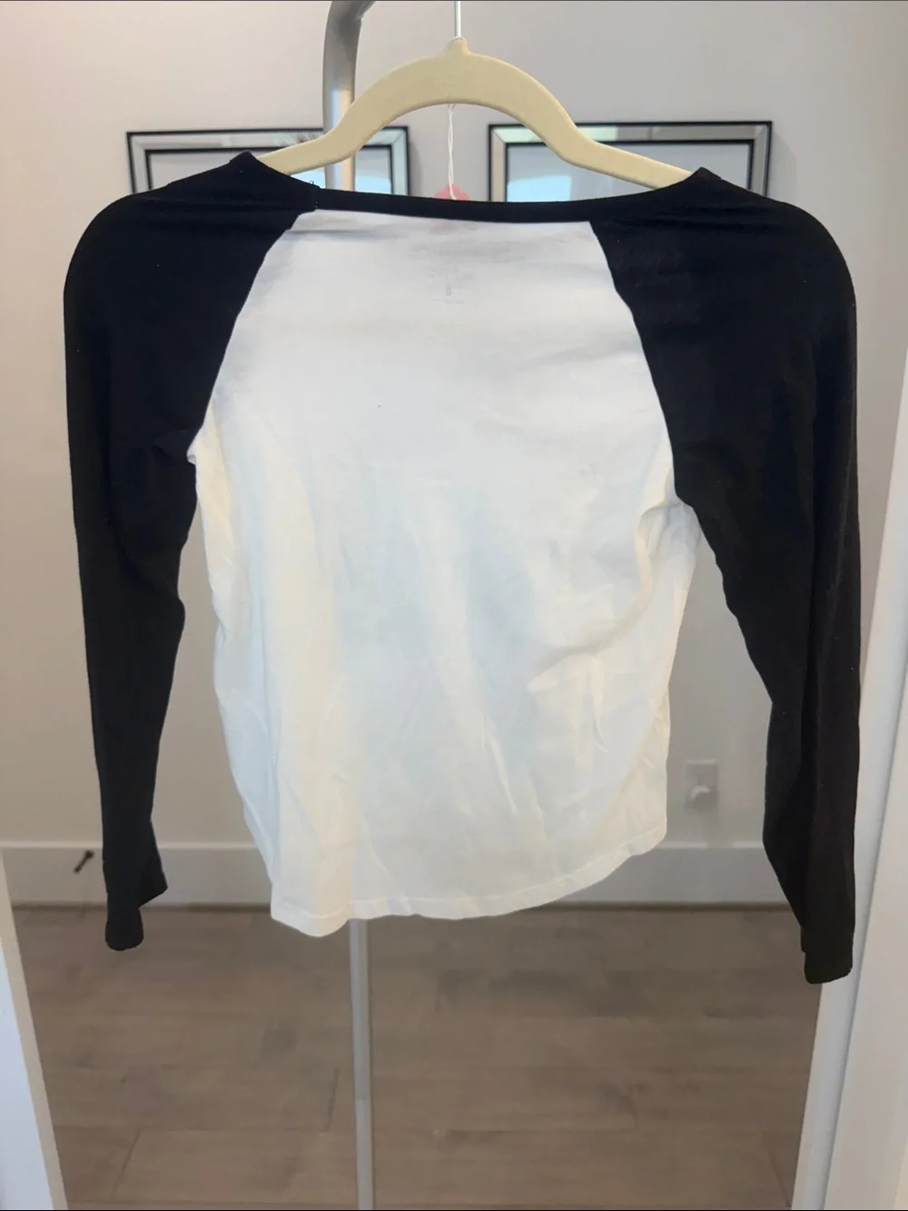 Justice Black & White Gymnast Graphic Raglan Long Sleeve Top